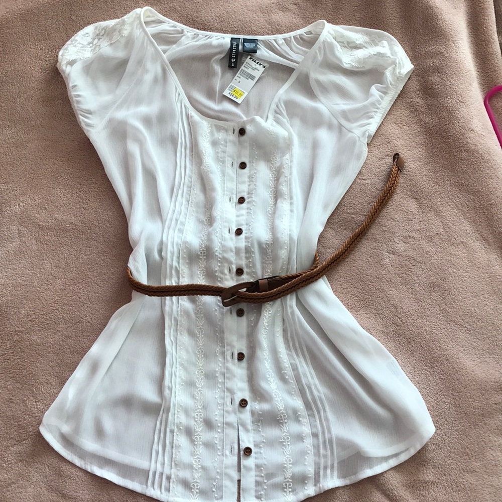 Sheer white cami, belt included